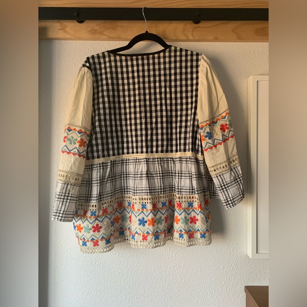 EUC Anthropologie Penelope Embroidered Blouse Lagenlook Scandinavian, Size L - Picture 5 of 5